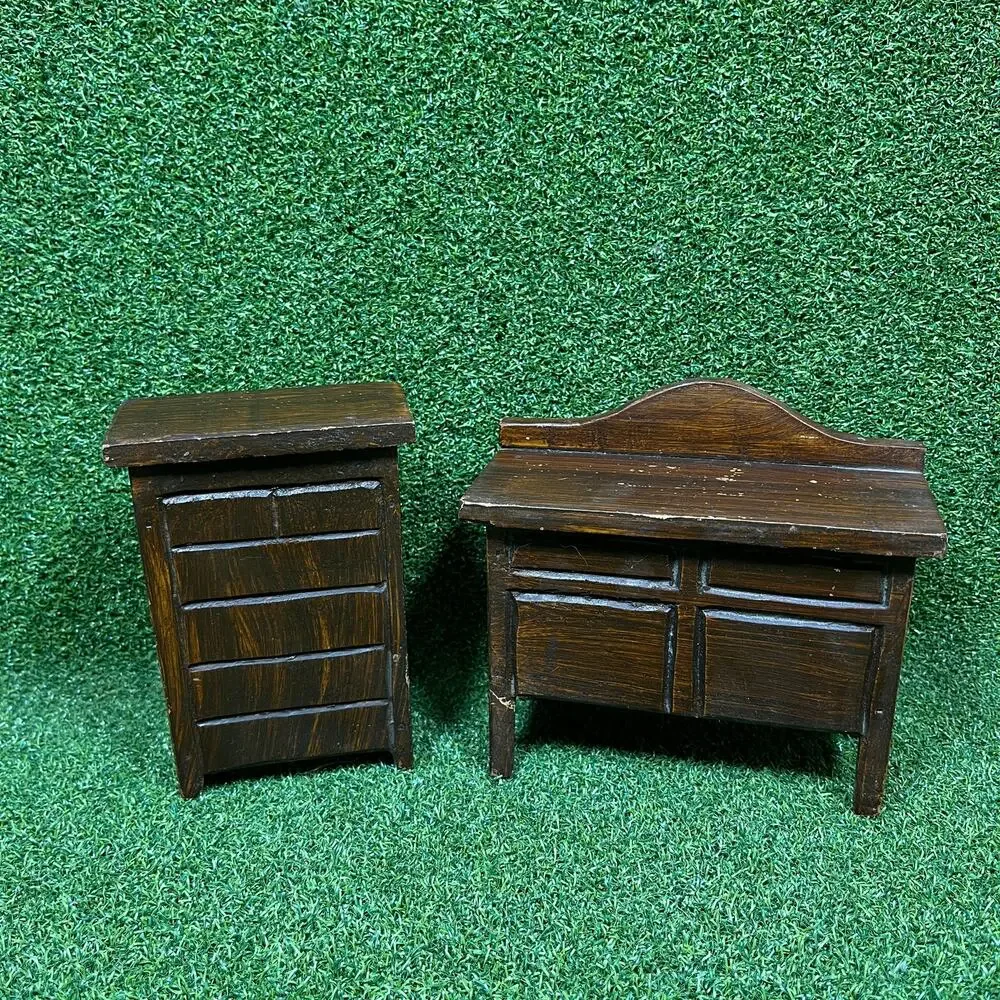Vintage Miniature Wooden Cabinet Dollhouse Furniture